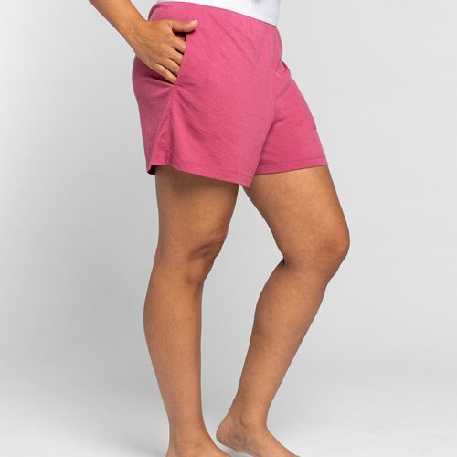 Model wearing Poppy shorts - Red Violet | Tori is 5'7", wearing a size S