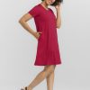 Model wearing Georgie dress - Viva Magenta | Tori is 5'7", wearing a size S