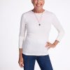 Model wearing Hannah long sleeve - Buttercream | Kathy is 5'9", wearing a size S