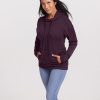 Model wearing Callie hoodie - Deep Plum | Denia is 5'8", wearing a size S