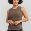 Model wearing Raegan tank - Simply Taupe | Tori is 5'7", wearing a size S