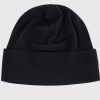 A black Woolx Journey Hat, made from Merino wool, featuring a folded brim, displayed against a light gray background. The fabric appears soft, slightly textured, and promises warmth.