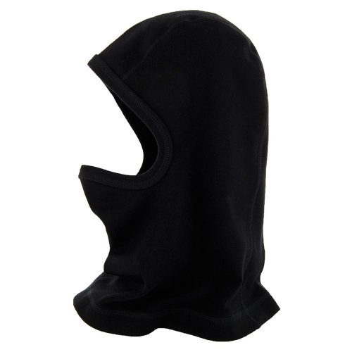 The Woolx Balaclava Head Warmer - Black is a full-face balaclava featuring openings for the eyes, nose, and mouth. Constructed from smooth and fitted Merino wool, it's perfect for cold weather protection or use during outdoor activities—ideal for any outdoor enthusiast.